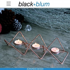 Tri-Angular Loop подсвечник для чайных свечей, сталь, медный, Black+Blum