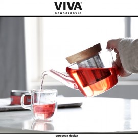 Заварочный чайник Infusion со съемным фильтром, 600 мл, прозрачный-дуб, VIVA Scandinavia