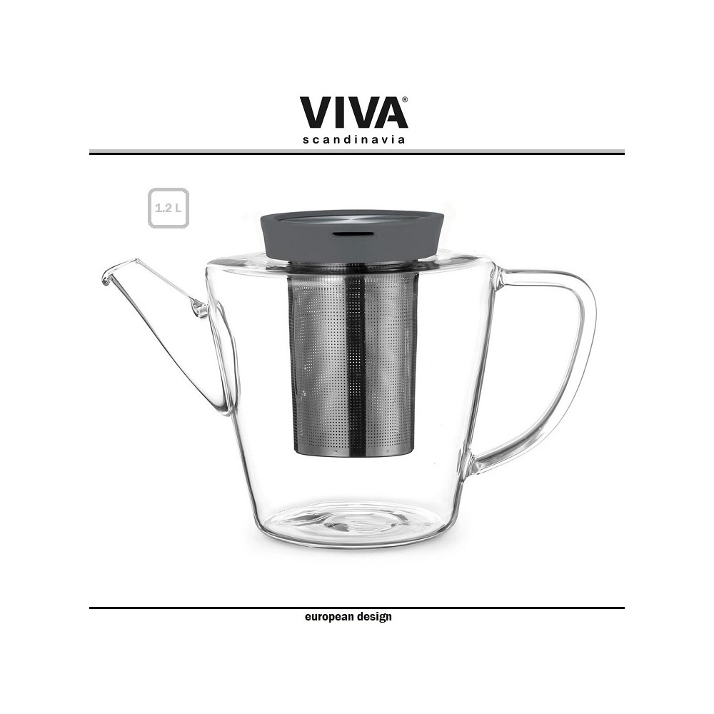 Заварочный чайник Infusion со съемным фильтром, 1.2 литра, прозрачный-серый, VIVA Scandinavia