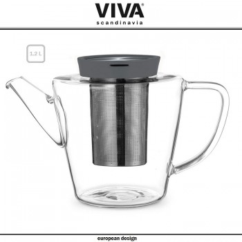 Заварочный чайник Infusion со съемным фильтром, 1.2 литра, прозрачный-серый, VIVA Scandinavia