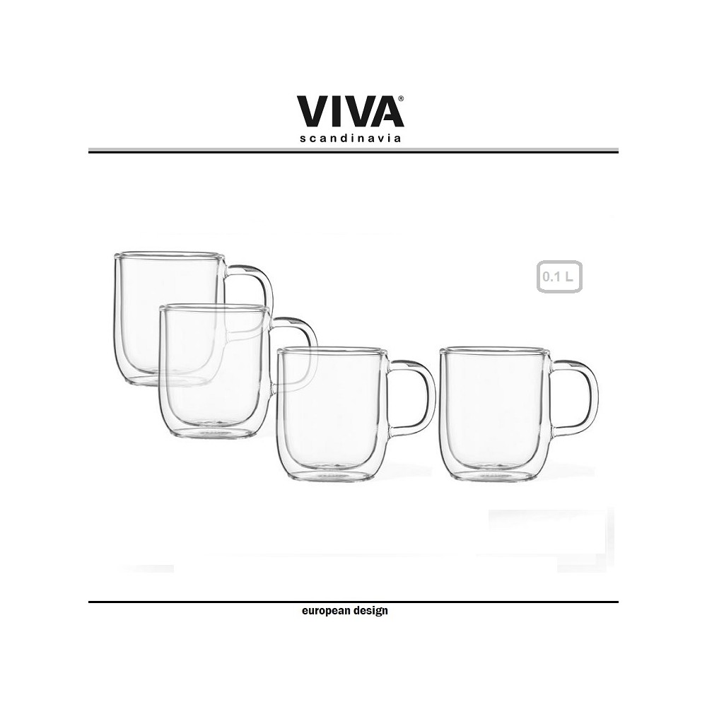 Набор термокружек Classic для чая и эспрессо, 4 шт по 100 мл, VIVA Scandinavia