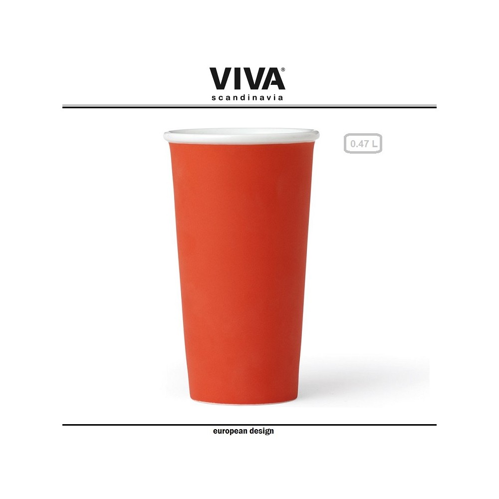 Стакан Anytime Emma фарфоровый красно-оранжевый, 470 мл, VIVA Scandinavia
