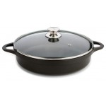 Низкая кастрюля, D 36 см, V 7 л, литой алюминий, серия BLACK SAUCEPAN + GLASS LID, Valira
