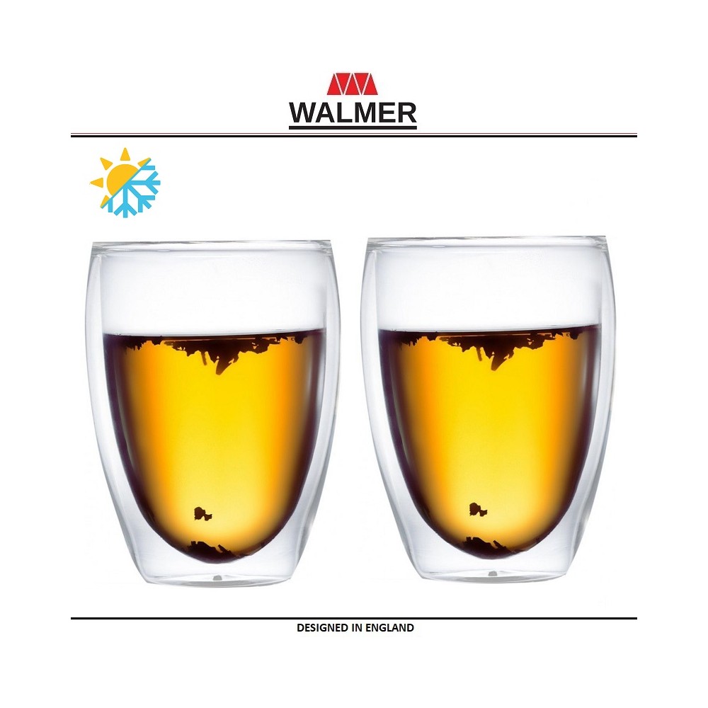 Набор бокалов KING с двойными стенками для горячего и холодного, 2 шт по 350 мл, серия Hot-Cold, WALMER