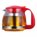 Заварочный чайник со стальным фильтром, 700 мл, боросиликатное стекло, красный, серия Aster, WALMER