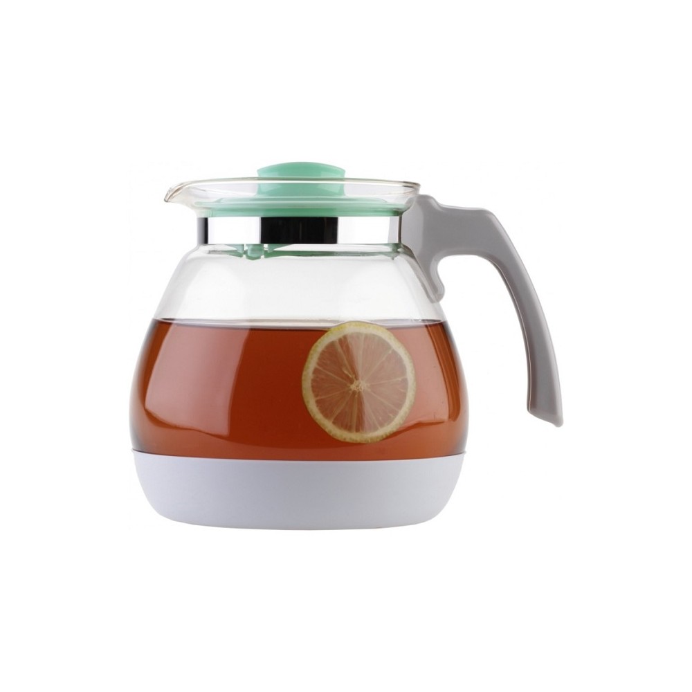 Заварочный чайник с фильтром в крышке, 1.7 л, боросиликатное стекло, зеленый, серия Basic, WALMER
