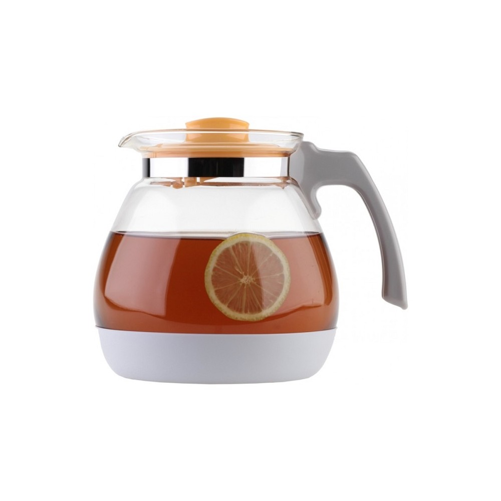 Заварочный чайник с фильтром в крышке, 1.7 л, боросиликатное стекло, желтый, серия Basic, WALMER