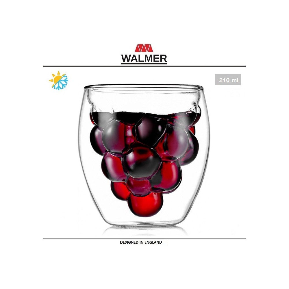Термобокал GRAPE, 210 мл, термостойкое стекло, WALMER Premium