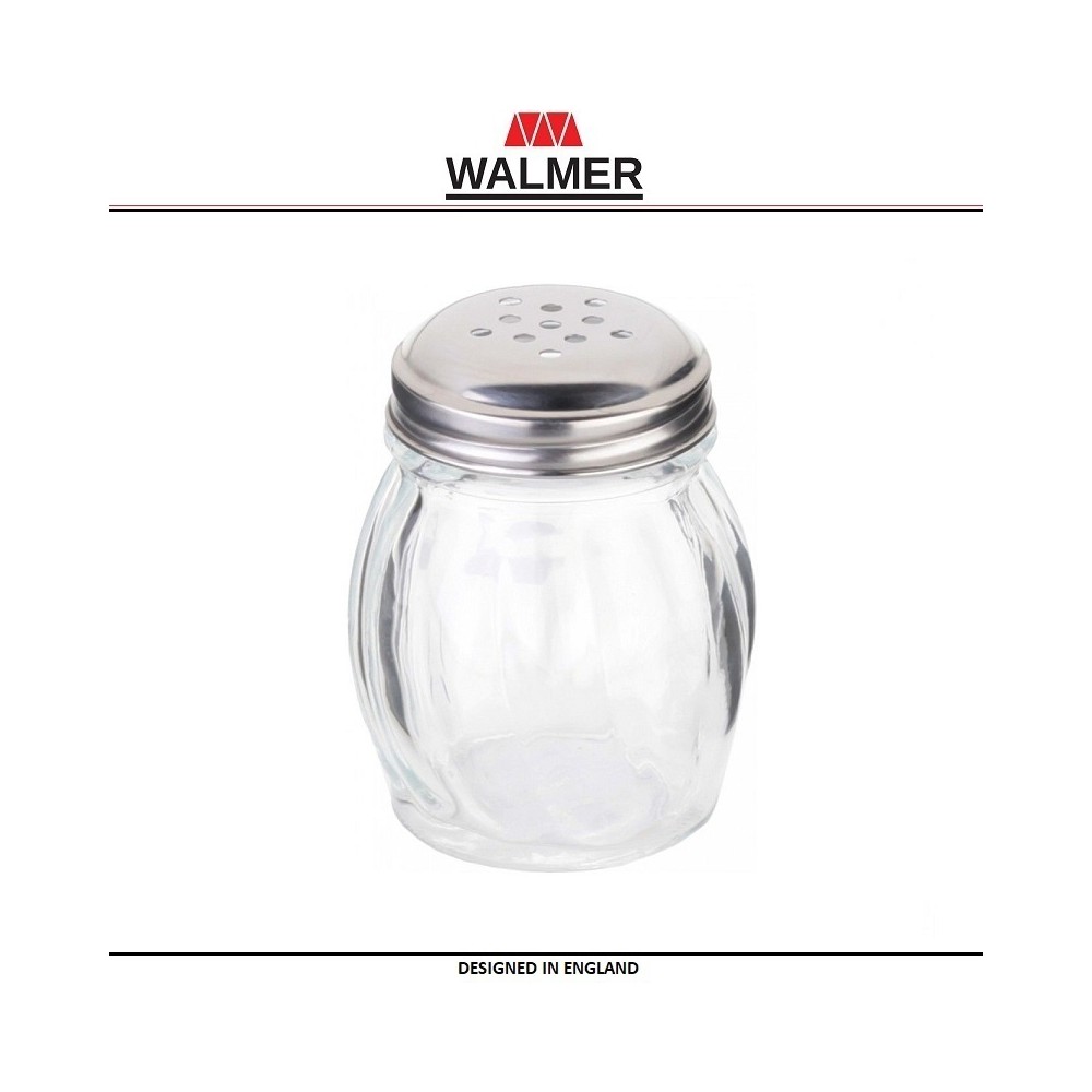 Солонка WAVE, 150 мл, стекло прозрачное, сталь, Walmer