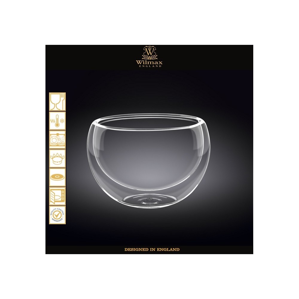 Емкость Thermo Glass с двойными стенками, V 250 мл, D 8.5 см, термостойкое стекло, Wilmax, Англия