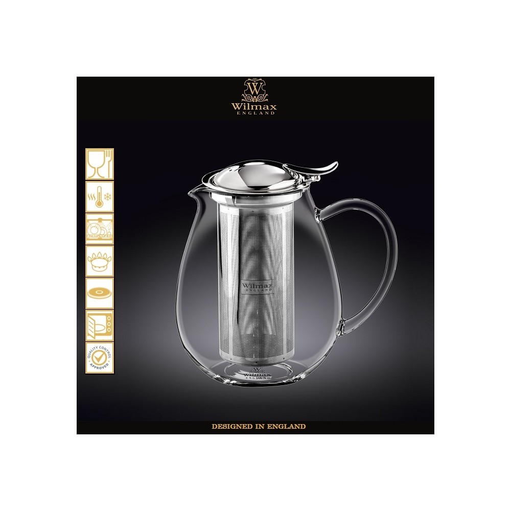 Заварочный чайник Thermo Glass со стальным фильтром, V 590 мл, термостойкое стекло, Wilmax, Англия