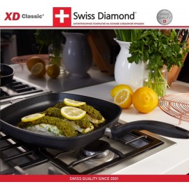 Антипригарная сковорода гриль XD 63281, 28 х 28 см, алмазное покрытие XD Classic, Swiss Diamond
