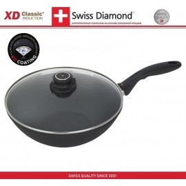 Антипригарный вок Induction XD 61128ic с крышкой, D 28 см, алмазное покрытие XD Classic, Swiss Diamond