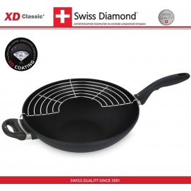 Антипригарный вок XD 61132c с крышкой, D 32 см, алмазное покрытие XD Classic, Swiss Diamond