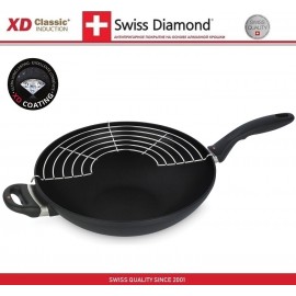 Антипригарный вок Induction XD 61132ic с крышкой, D 32 см, алмазное покрытие XD Classic, Swiss Diamond