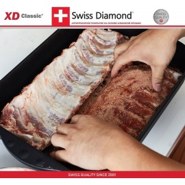 Антипригарная емкость XD 63526, 5.2 литра, 35 х 26 см, алмазное покрытие XD Classic, Swiss Diamond