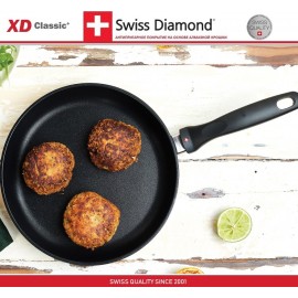 Антипригарная сковорода XD 6426c с крышкой, D 26 см, алмазное покрытие XD Classic, Swiss Diamond