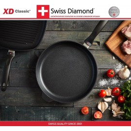 Антипригарная сковорода XD 6428c с крышкой, D 28 см, алмазное покрытие XD Classic, Swiss Diamond