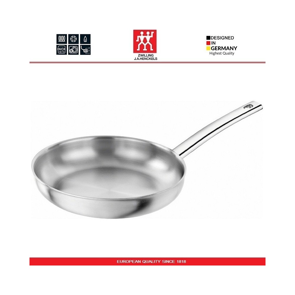 Сковорода Prime, D 28 см, индукционное дно, нержавеющая сталь 18/10, Zwilling